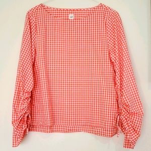 Gap Orange Ruched Sleeve Top sz L